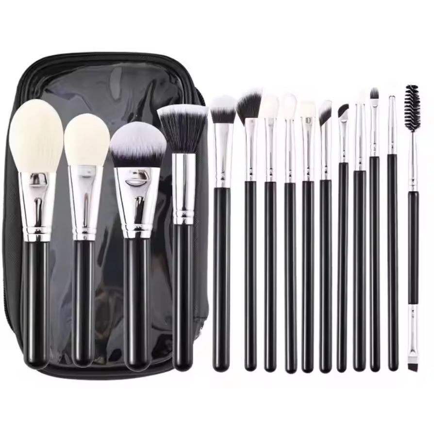 15PCS Synthetic Hair Wood Handle Cosmetic Brushes Kit Blending Makeup Brush Set