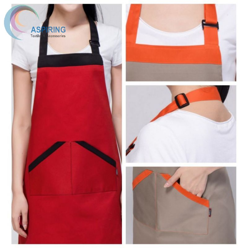 Waiter Black Full Apron Plain Cotton Kitchen Apron Cross Back Bib Apron