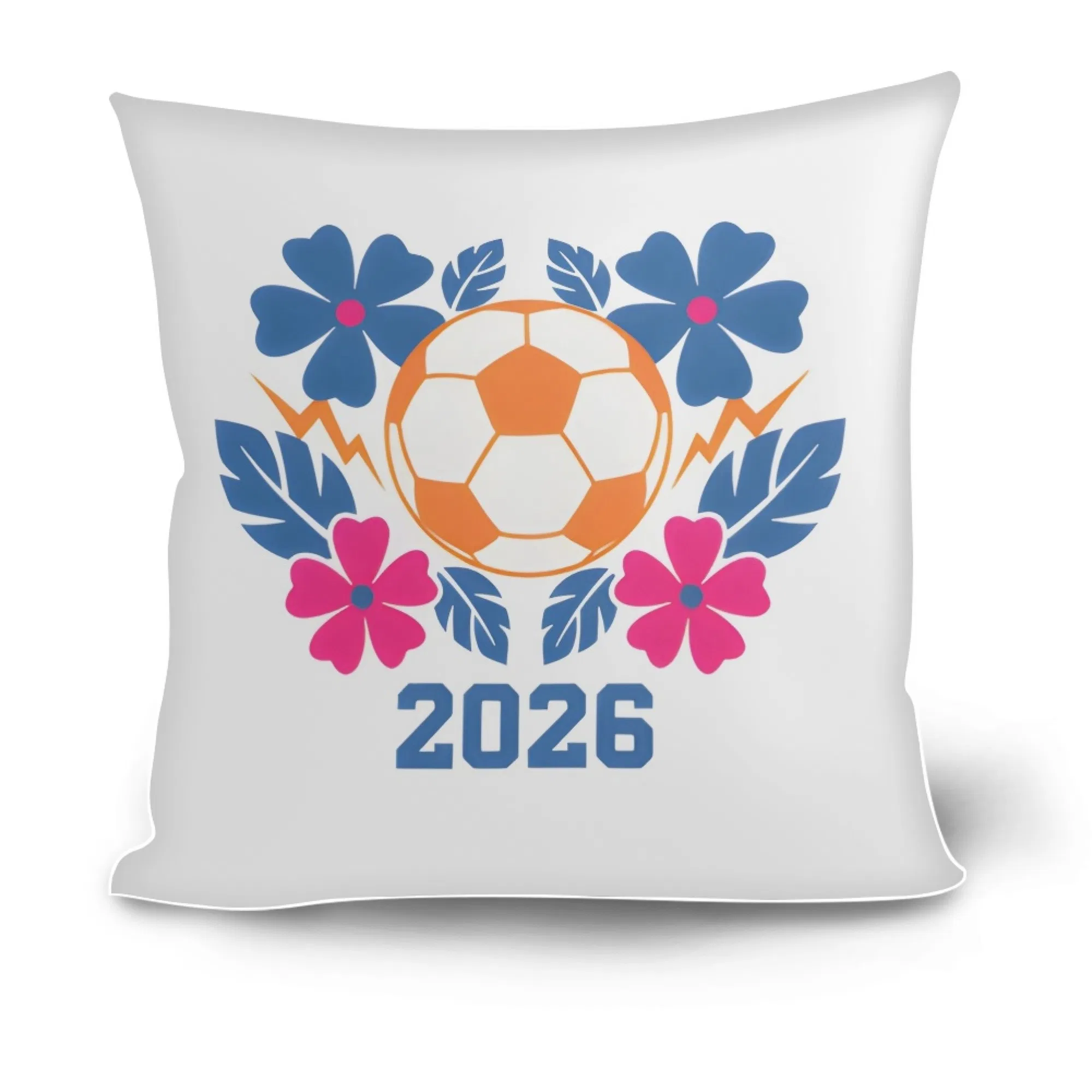 Best Selling 2026 World and Cup Football Pillow Fashionable Floral Print Home Throw Cushion