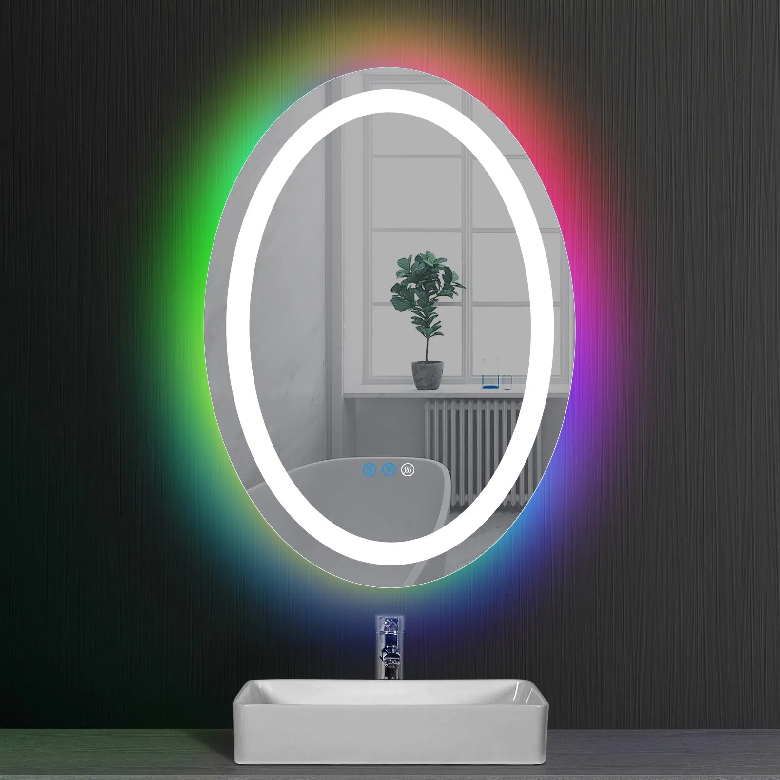 Stylish Rectangle Wall-Mounted Mirror with Smart Sensor for Makeup Artists