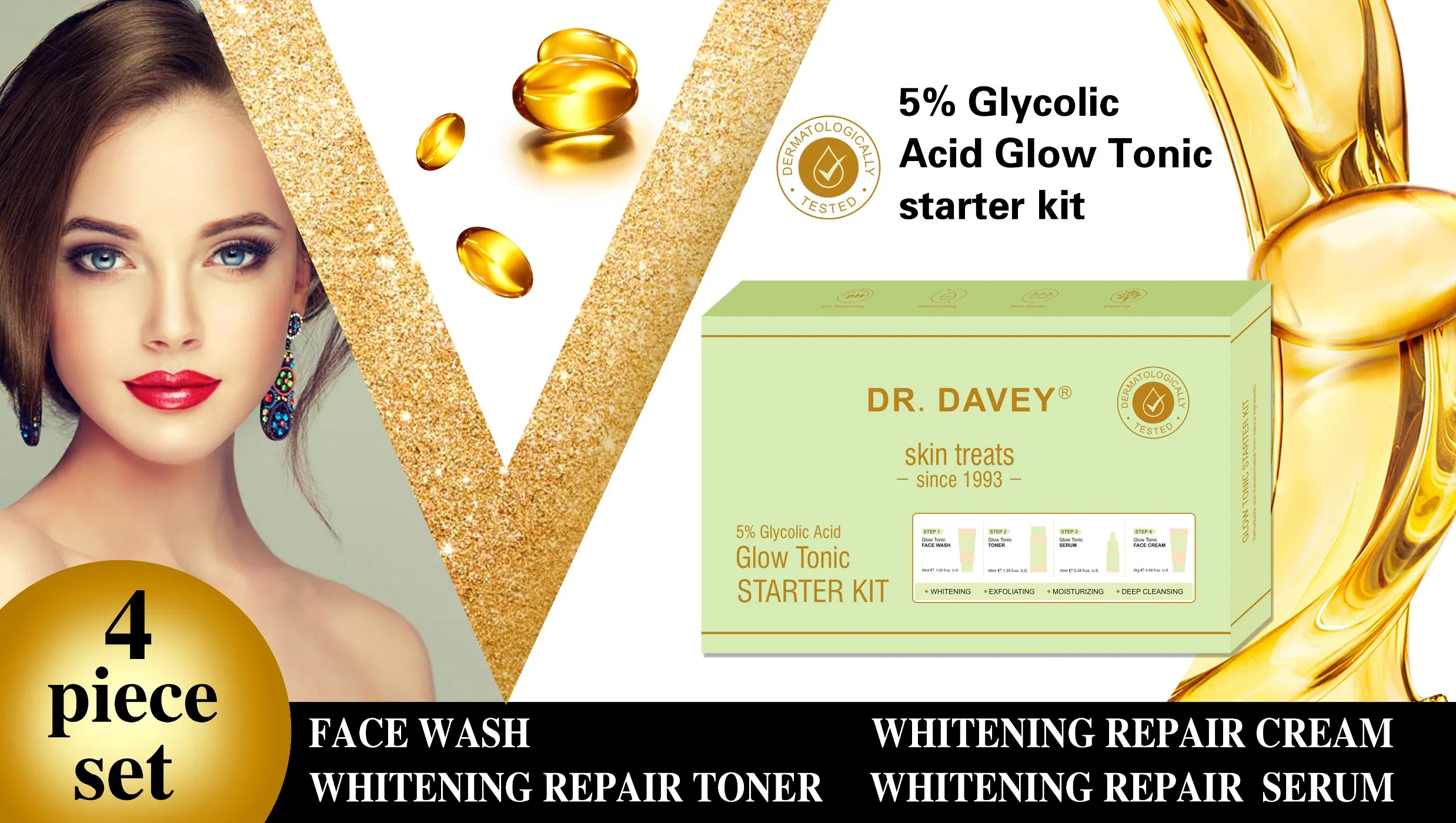 Dr. Davey Cream 4 in 1skin Care Set Liquid Daily Female Serum