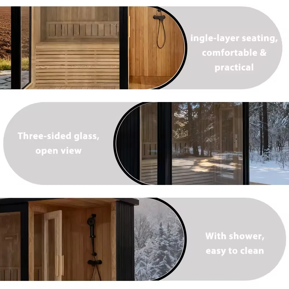 Парная сауна из массива дерева с панелью управления