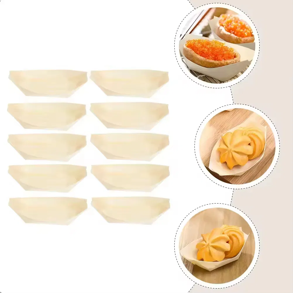 Disposable Food Serving Plate Tray Wooden Sushi Boat for Food Container