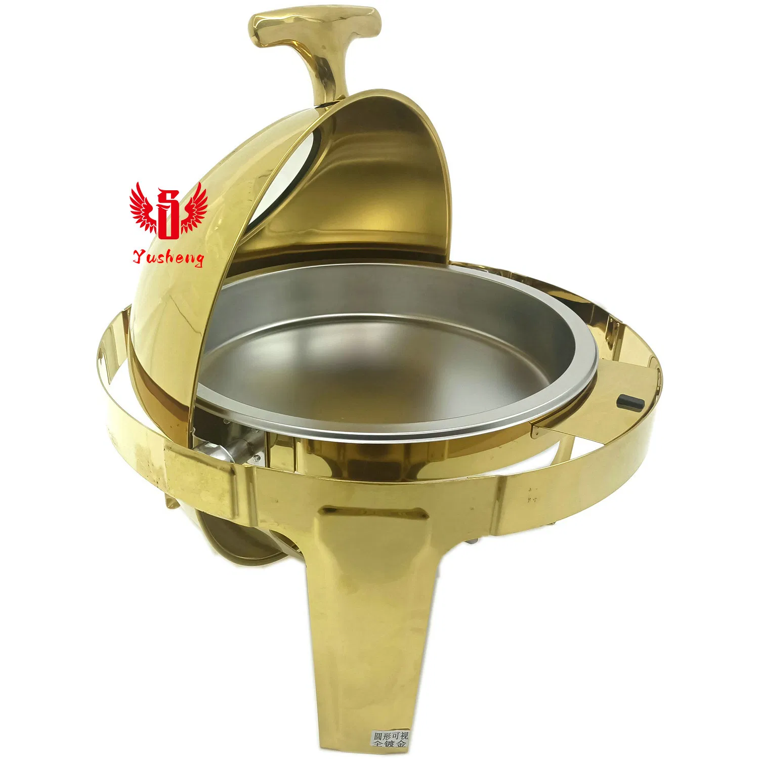 Roll Top Stainless Steel Chafing Dish Golden Color with Visible Lid 6L Glass Window