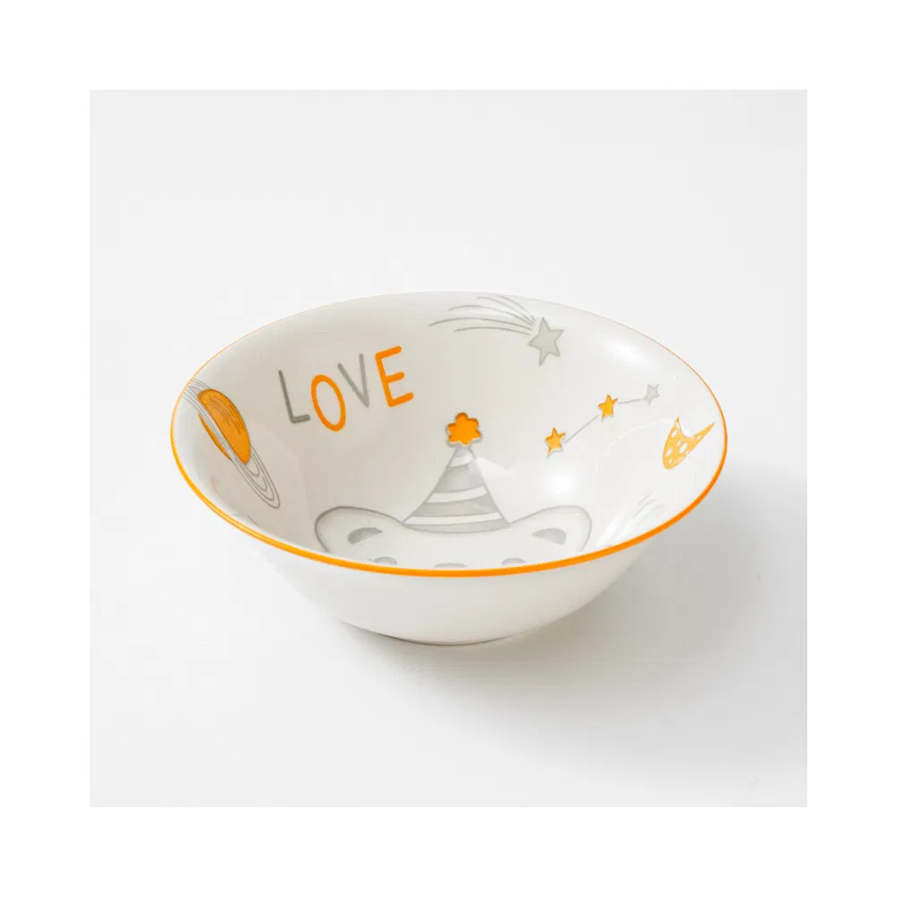 Hot Selling Children Dinner Set Cartoon Design Pad Printing Porcelainware Ceramic Tableware