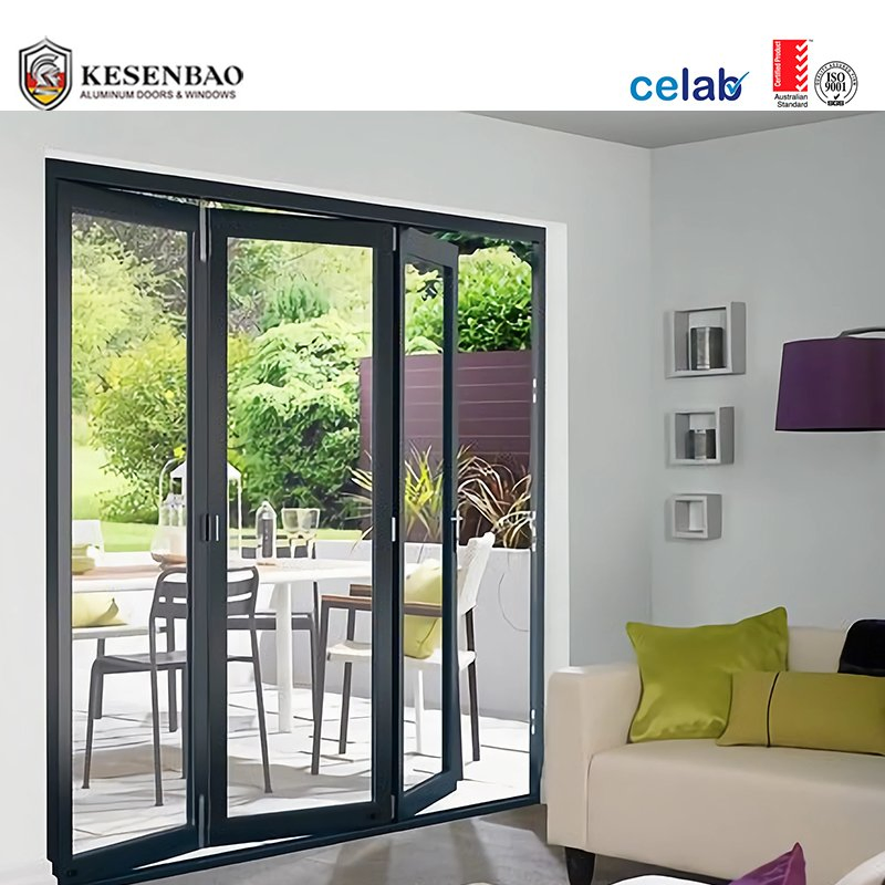 Glass Doors Aluminum Bifold Double Glass Sliding Folding Door for Home
