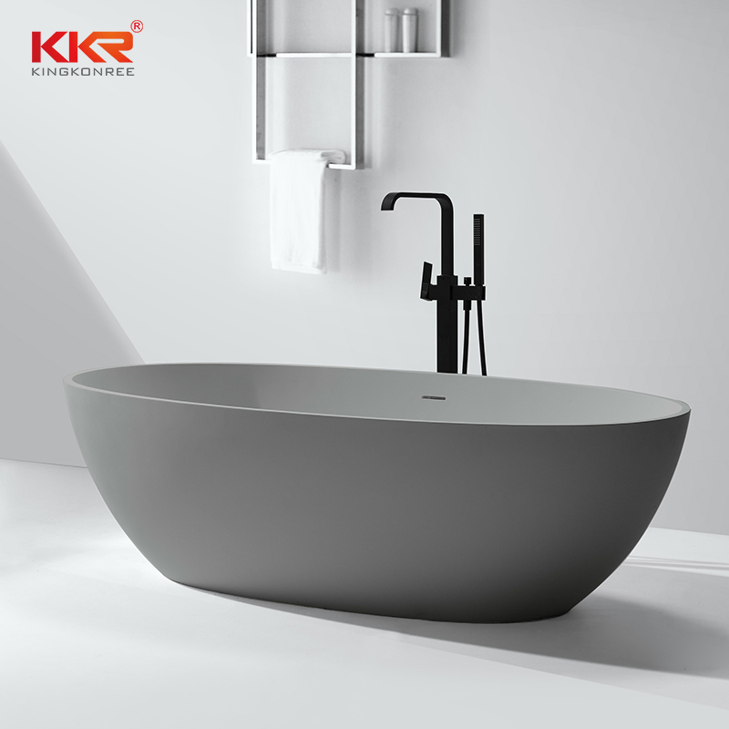 Угловая ванна из искусственного камня темно-серого цвета