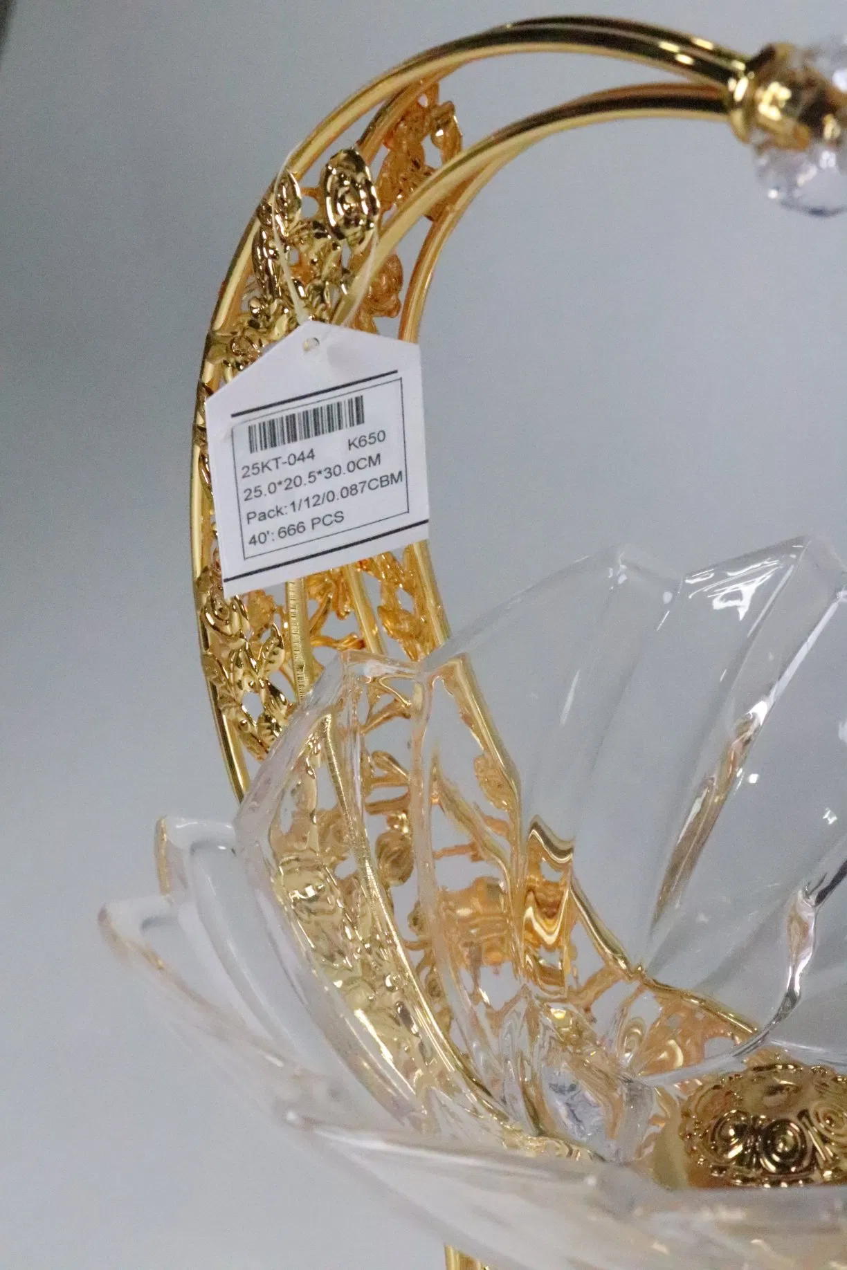 Heat-Resistant Transparent Glass Bowl Paired with Moon-Shaped Iron Art Fruit Bowl