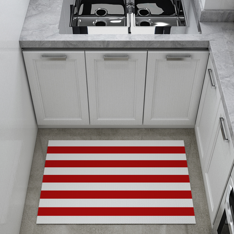 Classic Stripe Design PVC Printed Modern Style Inkjet Kitchen Mat