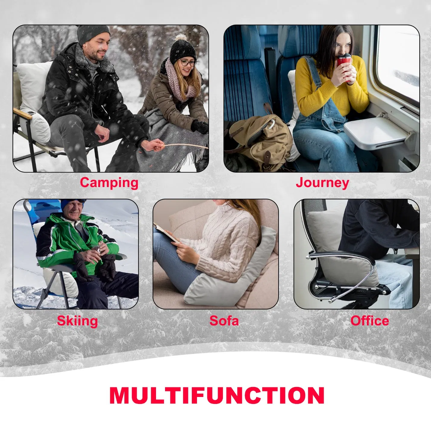 Mydays Tech Back Pain Relief Lumbar Cushion Heated Pillow Office Chair Support