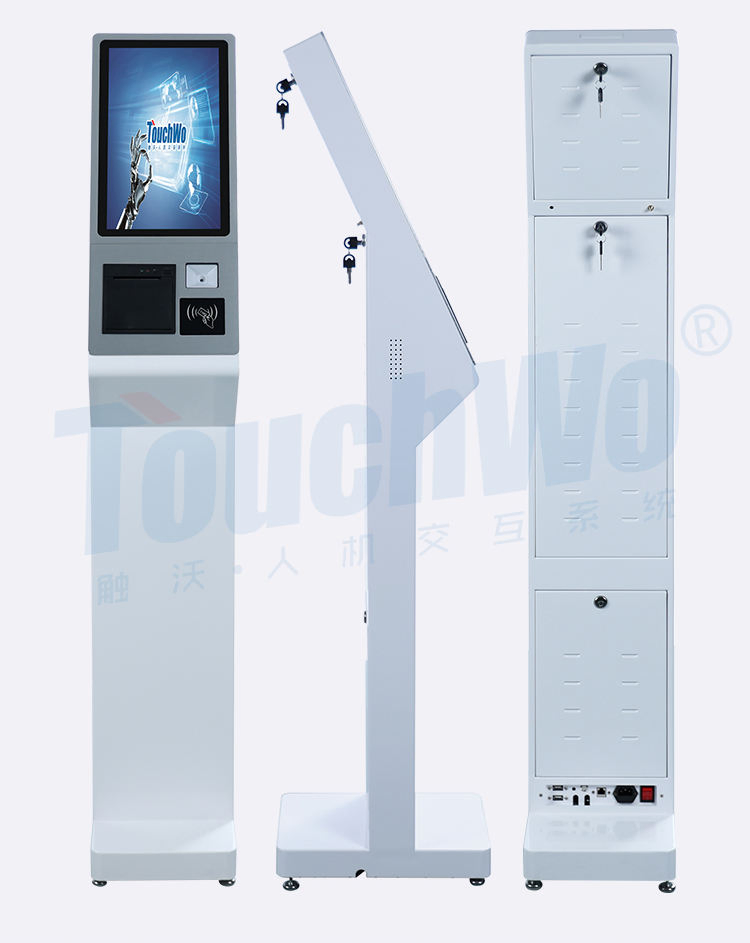 White Slanted 21.5 32 Inch Android Linux Touchscreen Self Ordering Kiosk