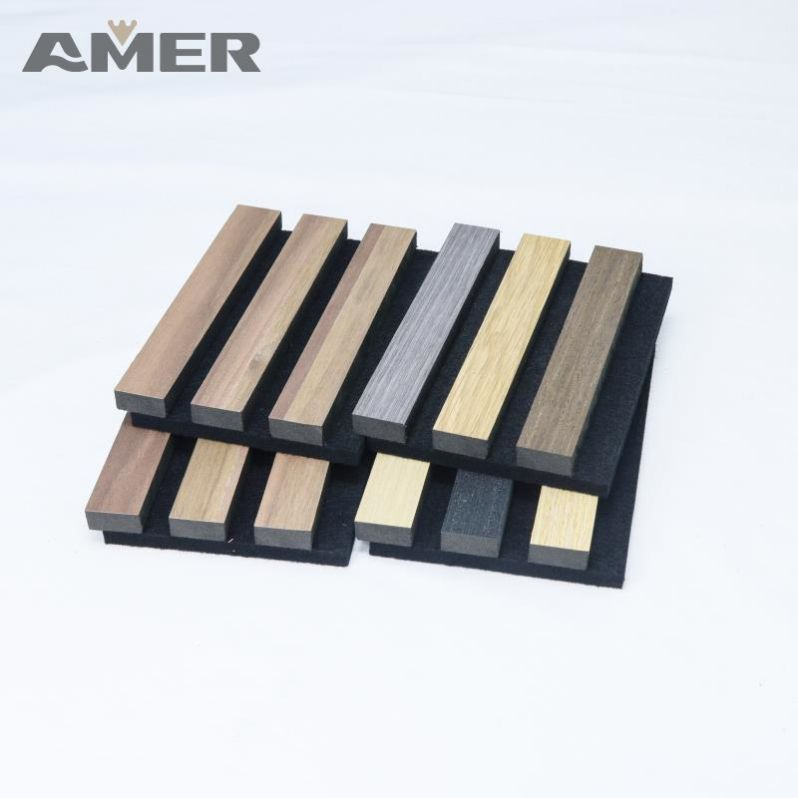 Amer Factory Artistic Interior Solid Wood Decorative Wall Cladding Modern Black Felt Backing Wall Cladding