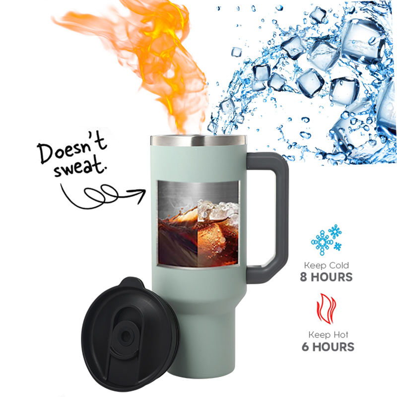 40oz Everich Hot Selling Double Wall Stainless Steel Morden Style Insulated Cup Travel Coffee Tumbler with Lid and Handle