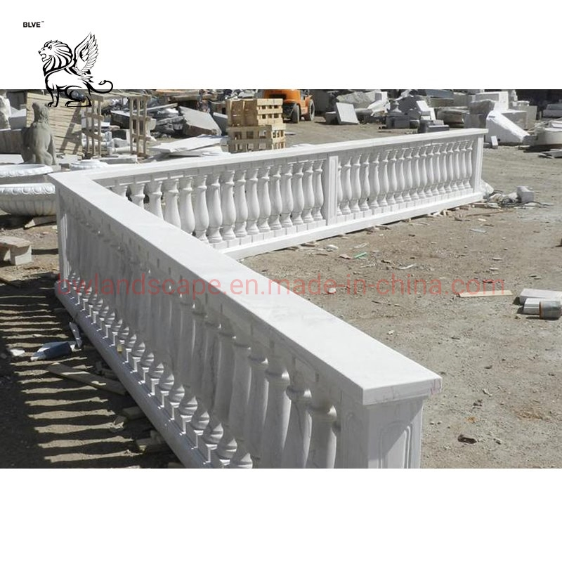 Blve Modern Balconies Railing Design Natural Stone Balustrade White Marble Stair Handrail Railing