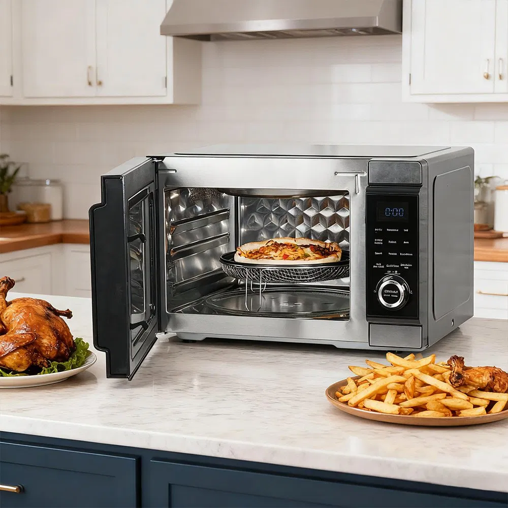 28L 1800W Grill Air Fryer Adjustable Temperature Microwave Oven