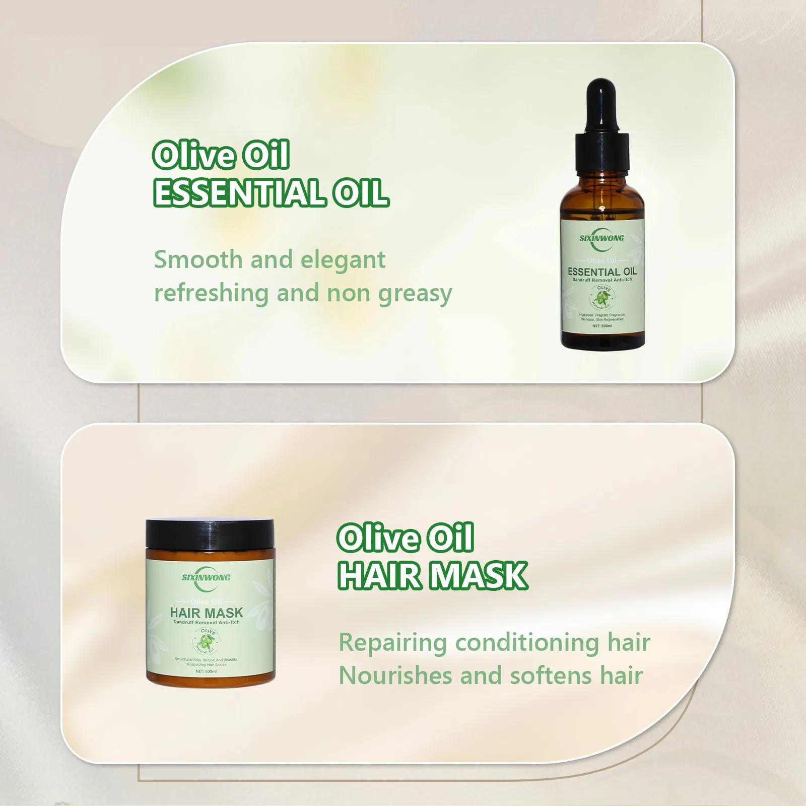 Beauty Cosmetics Olive Oil Prevent Bifurcation Hair Conditioner Hair Growth Shampoo Set
