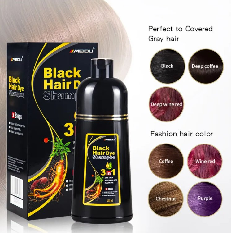 500ml Hair Products Hair Dye Color Ppd Free Professional Brown Black Hair Color Cover Grey Black Black Hair Dye Shampoo for Gray Hair Color Shampoo