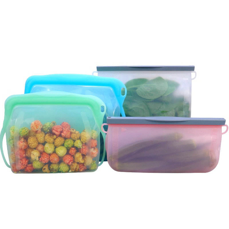 Factory Price Wholesale Heat-Resistant Fresh Keeping Leak-Proof Reusable Silicone Food Storage Bag with Multiple Sizes 500ml 1000ml 1500ml