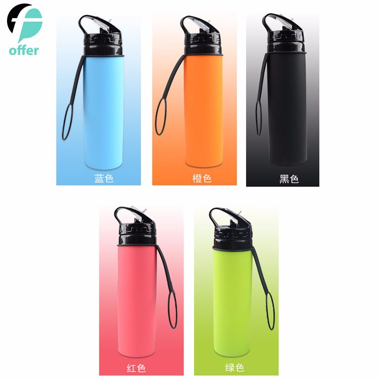 Five Colors Can Be Customized Logo Portable Sports Folding Silicone Collapsible Travel Cup