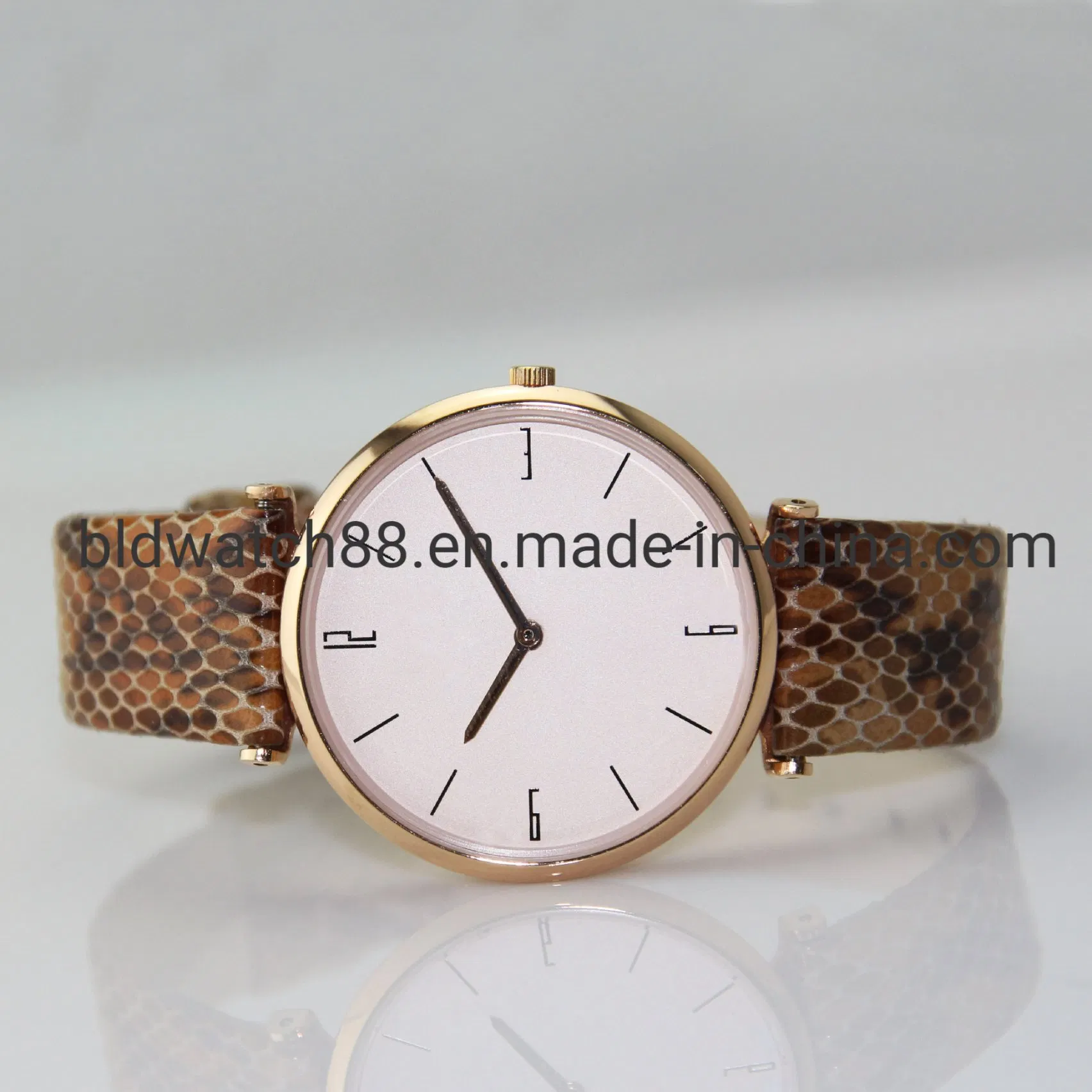 Best Japan Movt Stainless Steel Leather Watch for Gift