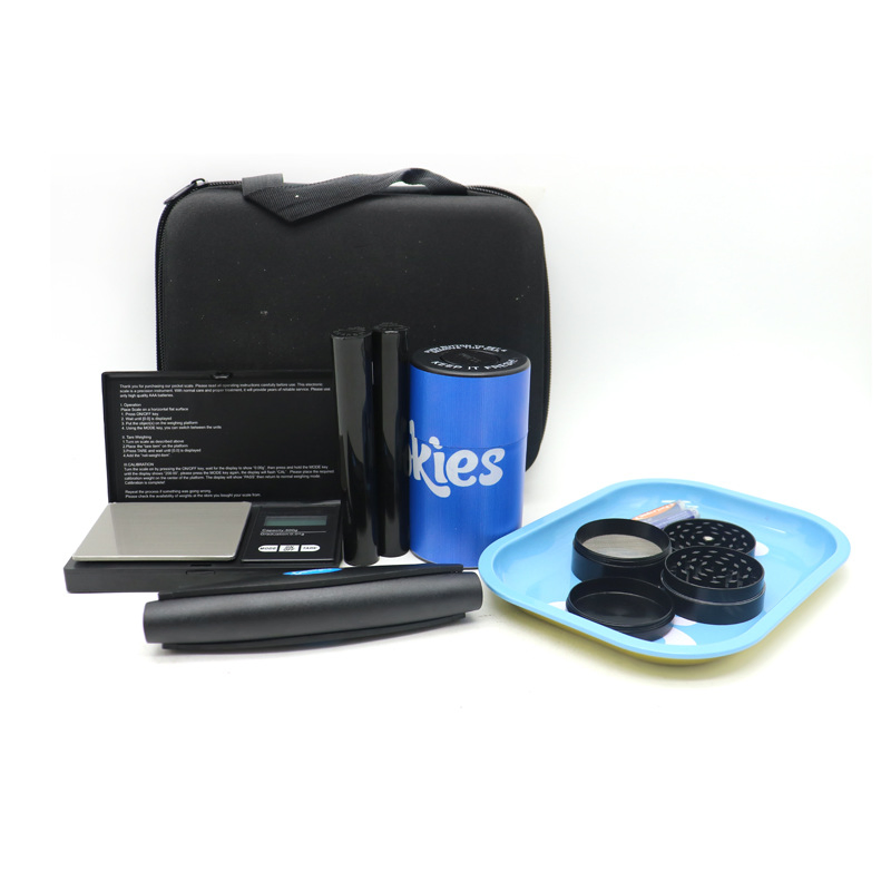 Leather Bag Drop Plastic 8-Piece Set of Smoke Grinder Smoke Set Tray Cigarette Maker Smoking Set