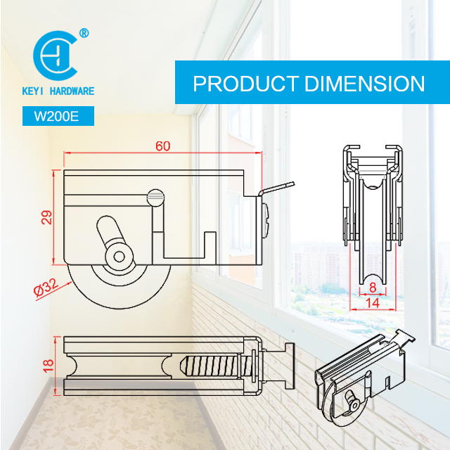 Sliding Hanging Window Door Bottom White Nylon Roller