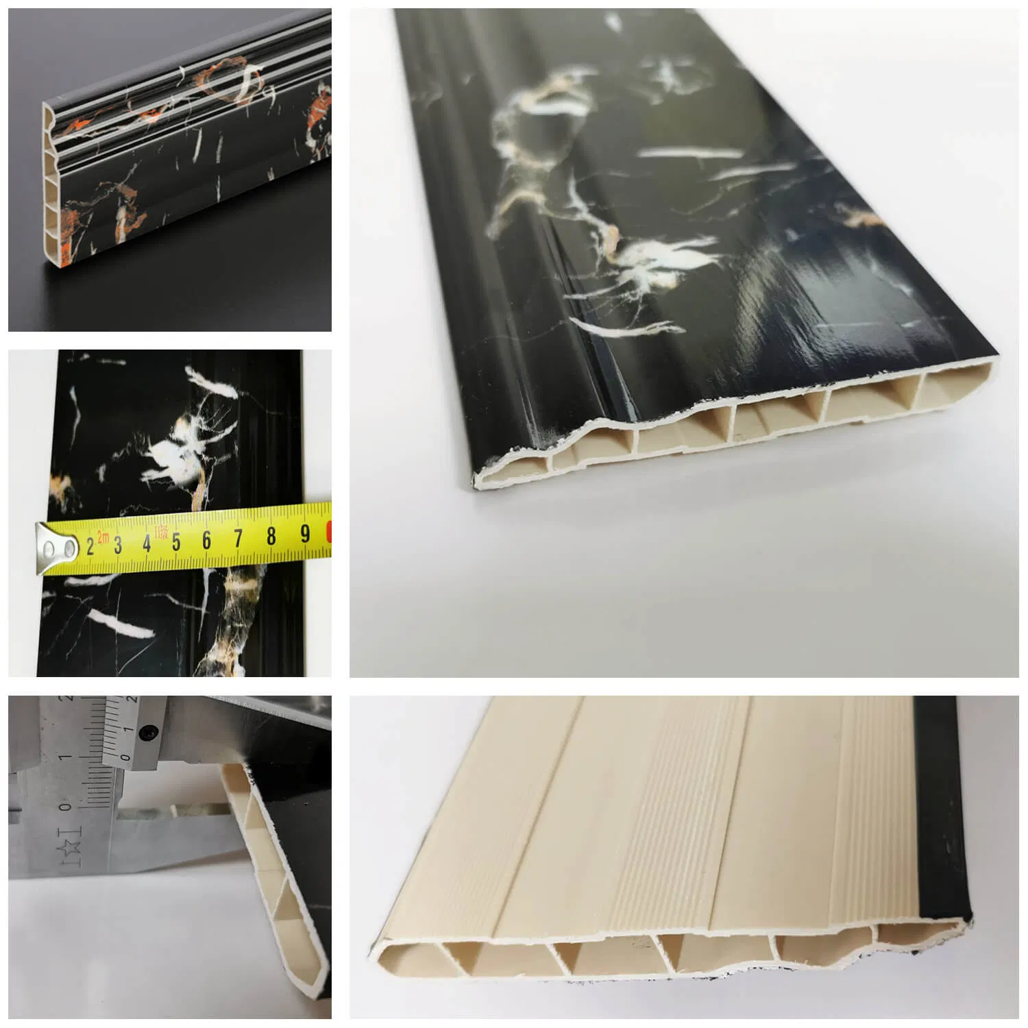 90mm Width PVC Flooring Accessory Plastic PVC Marble Wall Skirting Board