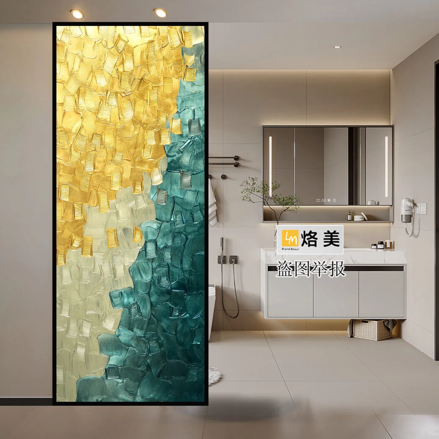 Tempered Glass Art Bathroom Partition for Living Room Screen Wall