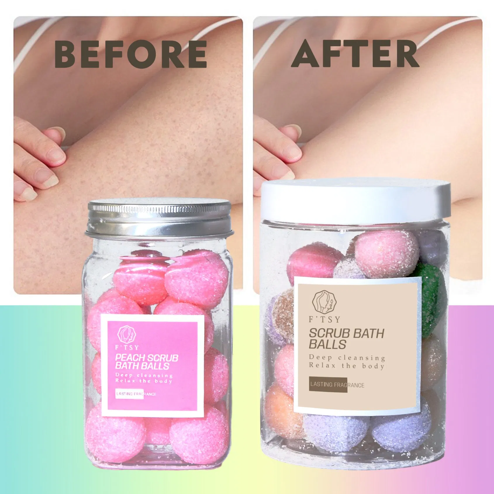 OEM/ODM Pure Natural Smoothing Brightening Bath Candy Exfoliating Sugar Scrub Balls Body Care