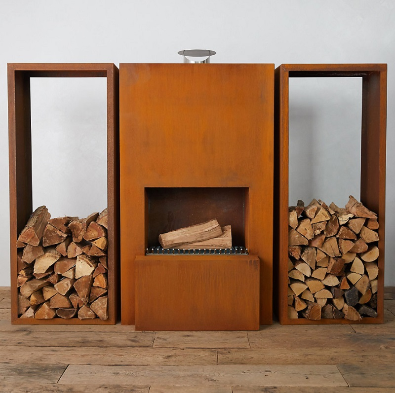 Patio Metal Heater Outdoor Wood Burning Corten Steel Garden Fireplace