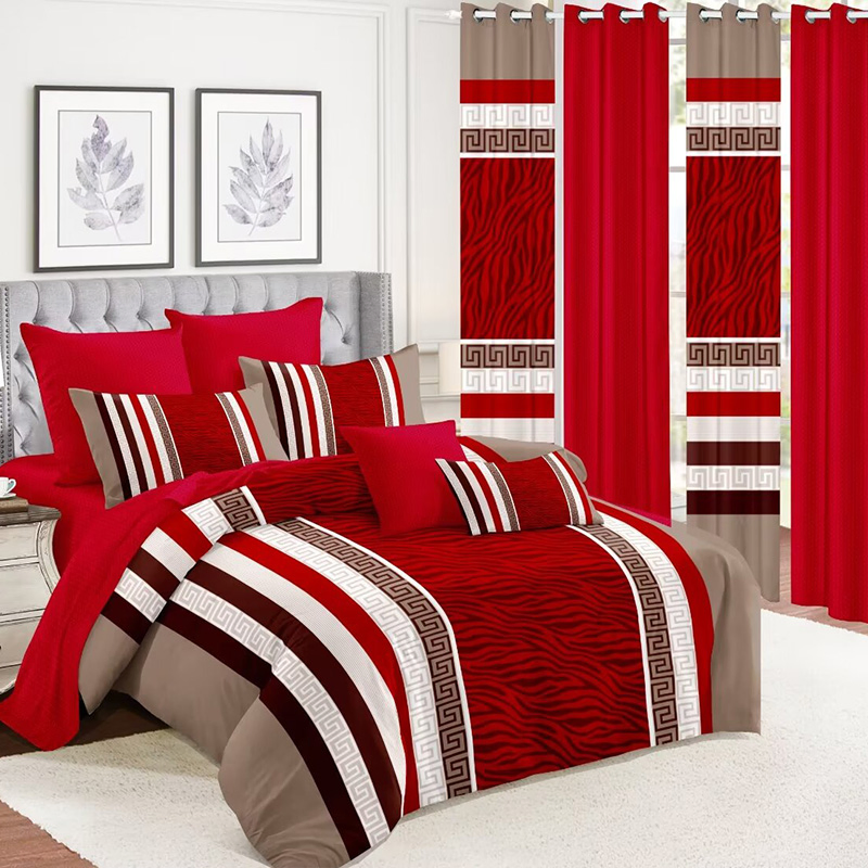 Premium 12 PCS Polyester Duvet Cover Twin Full Size Pillowcases High Class Pillow Shams Customized Curtains Eight-Piece Printing Bedroom Suite Bedspread Set