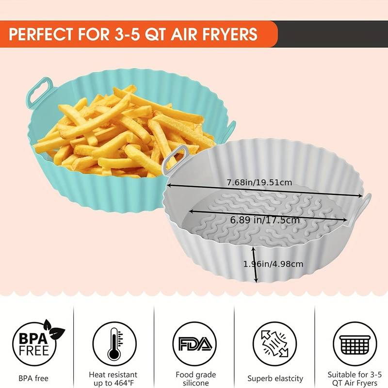 Air Fryer Silicone Pot Reusable Rectangle Food Grade Replacement Silicone Air Fryer Liner for with Mitts Basket Accessories Factory Price