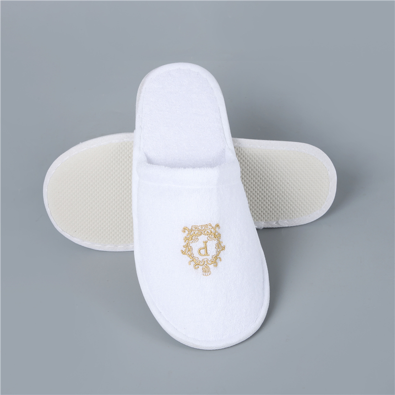Ibis Hotel Slipper Custom Logo Hotel White Cotton Terry Hotel Slipper