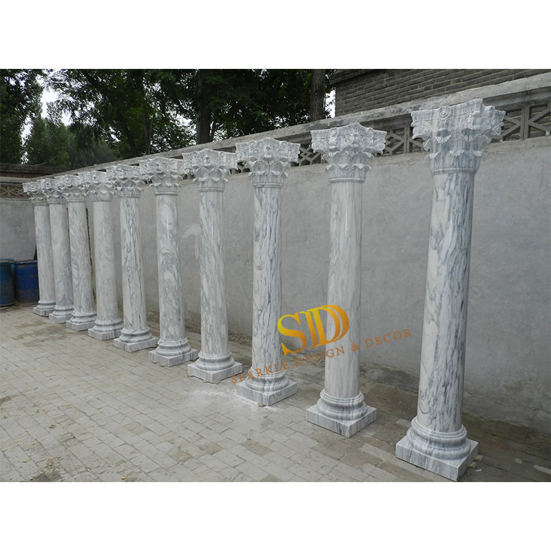 Made in China Italian White Roman Marble Column for Villa