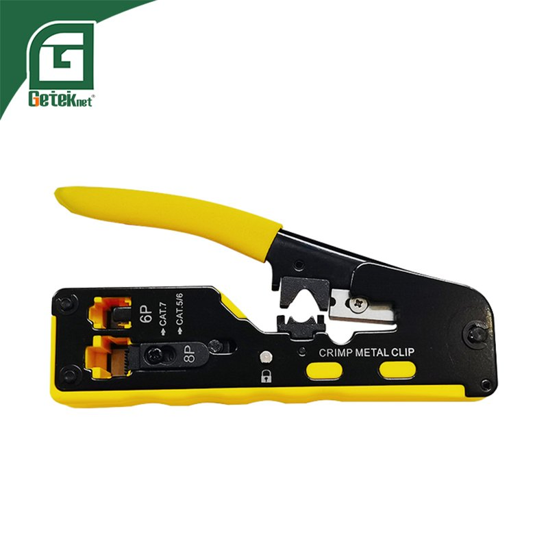 Geteknet OEM RJ45 Ethernet Cable Connector Tool Heavy Duty Cable Crimper LAN Tool Networking Crimping Tool for Pass Through RJ45 Plug