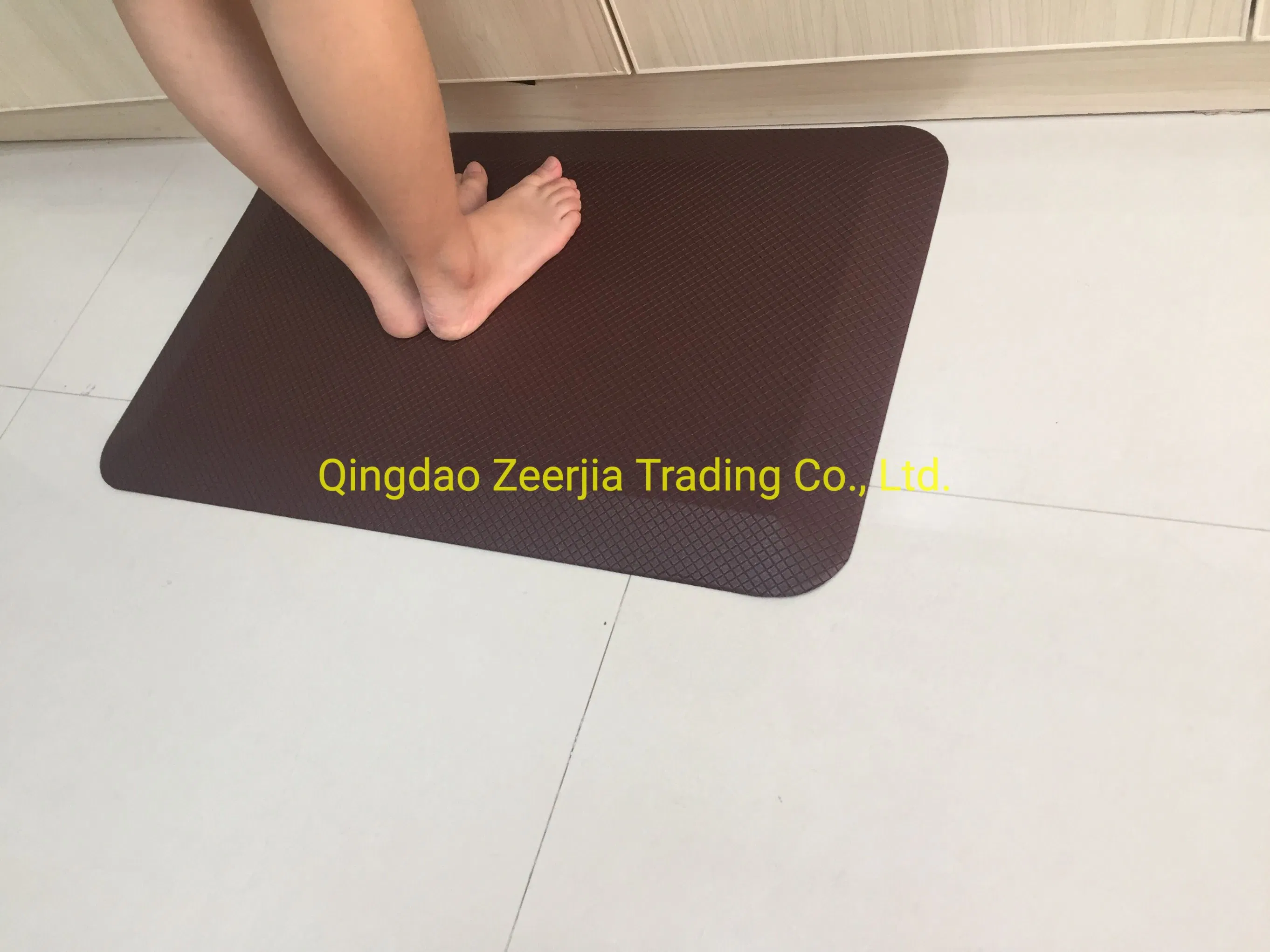 10-18mm Black PVC PU Foam Anti-Fatigue Mat for Office/Kitchen/Bathroom