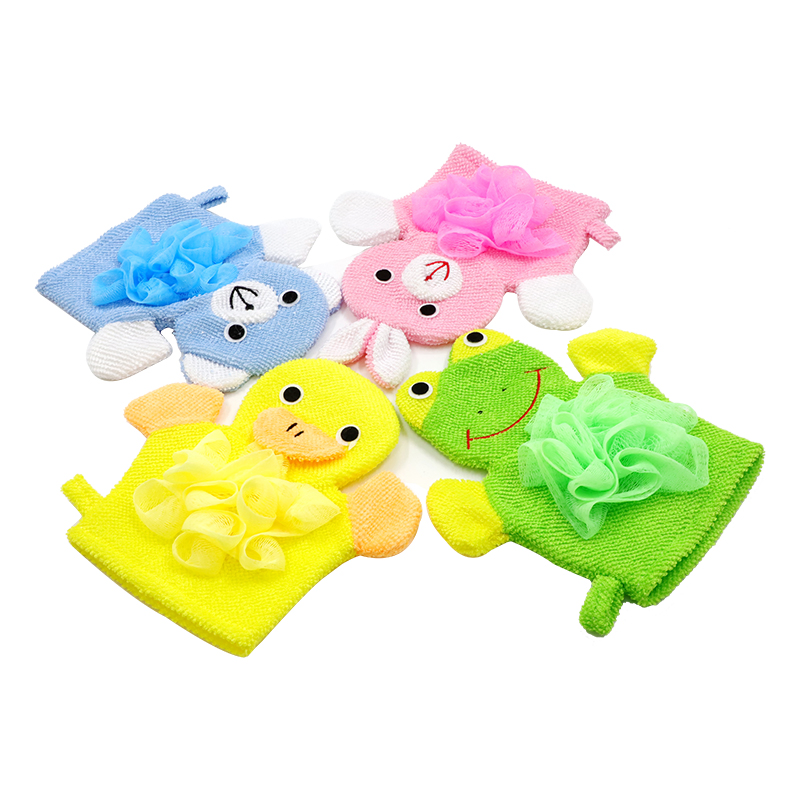 4 Kinds of Cartoon Soft and Comfortable Bath Ball Gloves