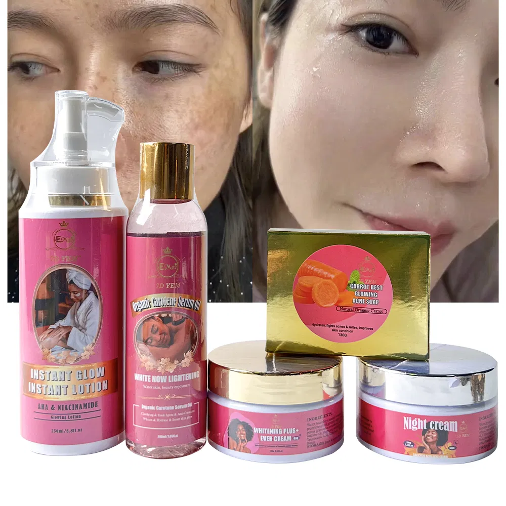 High Quality Whitening Skin Care Beauty Product Five Piece Body Lotion Serum Oil Cream Night Cream Soap Skin Care Set
