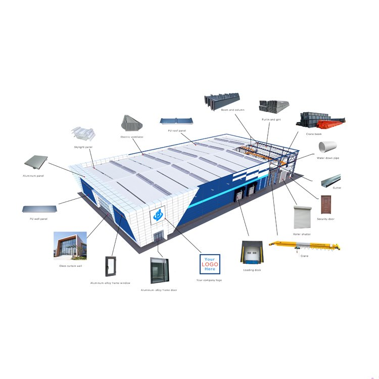 Commercial Office Building Workshop Structural Steel Prefabricated Warehouse Construction with Drawing