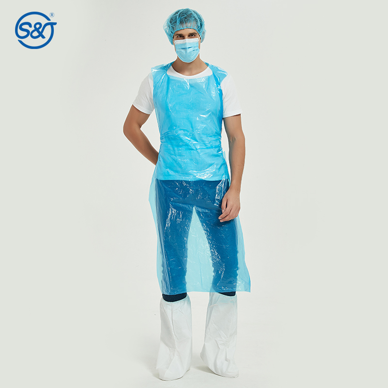 SJ Plastic PE Apron Waterproof Biodegradable Disposable plastic kitchen apron HDPE CPE medical PE aprons