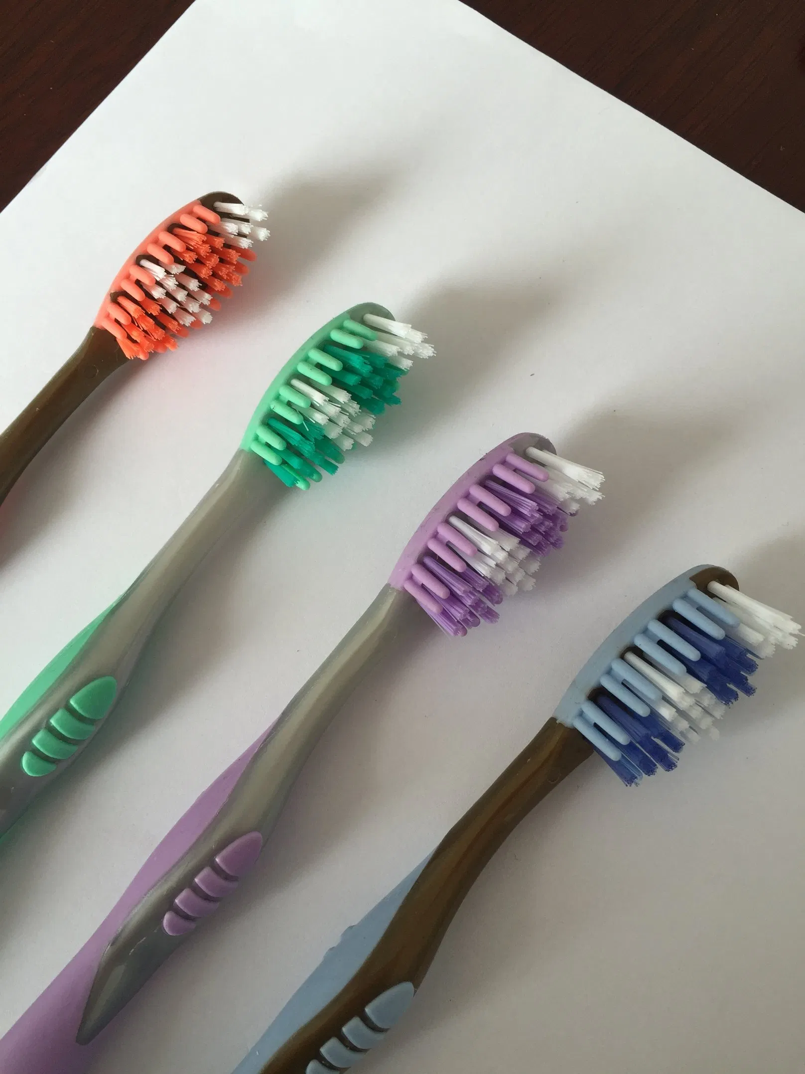 Premium Transparent Diamond Shape Nylon Bristle Toothbrush with Scraper