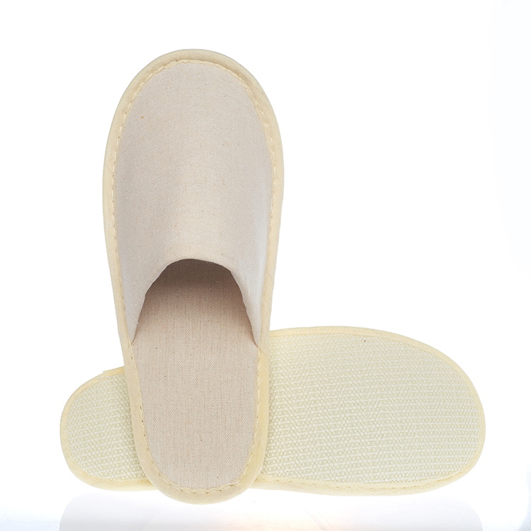 Personalized Wholesale Custom Logo Bulk Linen Fabric Hotel Guests Bathroom SPA Disposable Closed Toe Slippers