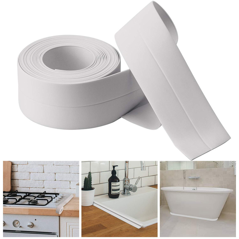 Bath & Kitchen White Caulk Tape Waterproof Self Adhesive Sealant Strip Wall Sealing Tape Caulking Tape, Caulk Strip Corner Sealant Tape for Bathroom Shower Bath