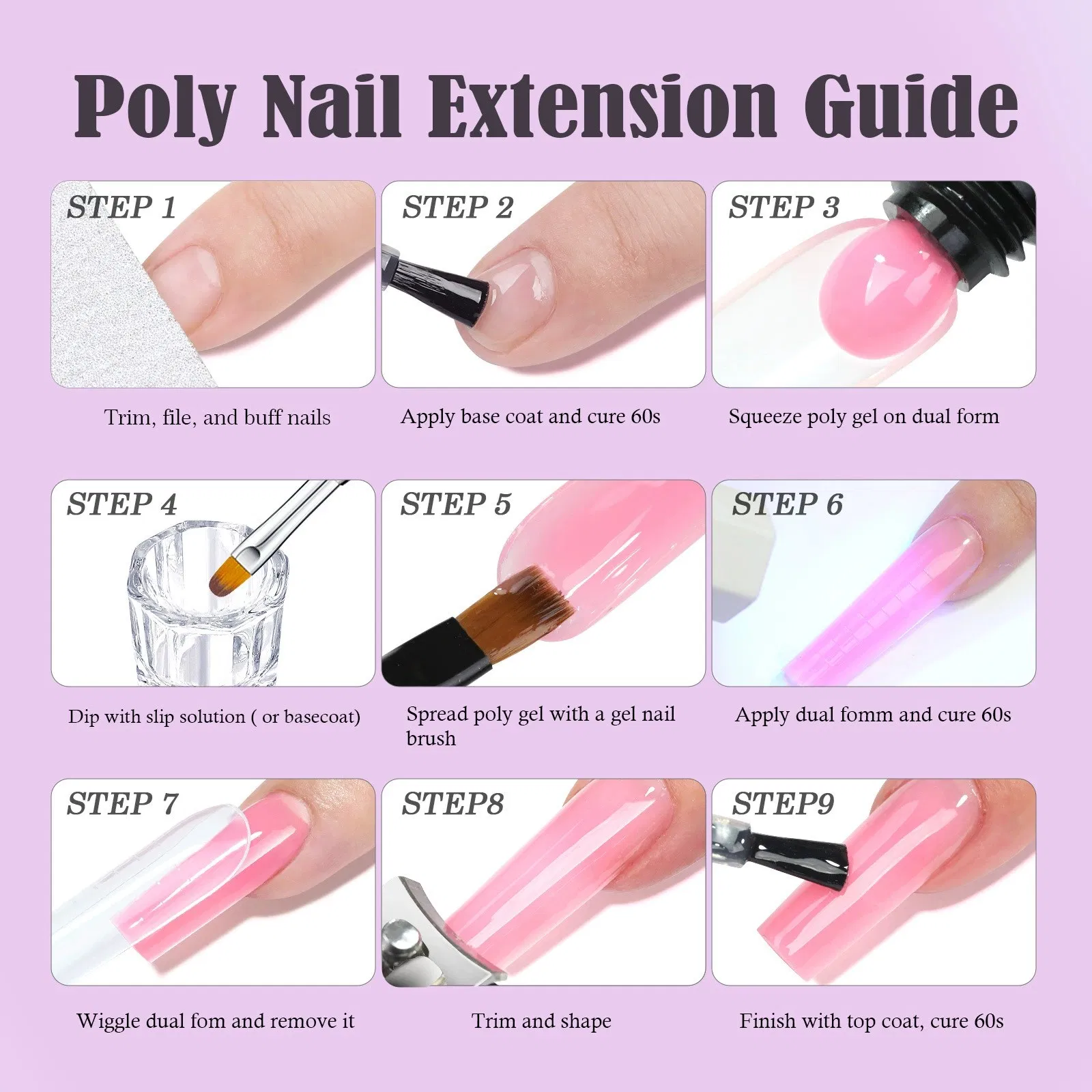 Wholesale Hot Selling 9PCS Nail Poly Gel Kit for Nail Tips Extension