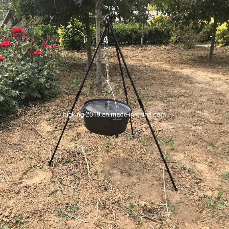 Cast Iron Camping Tripod for Outdoor Campfire Cooking Black