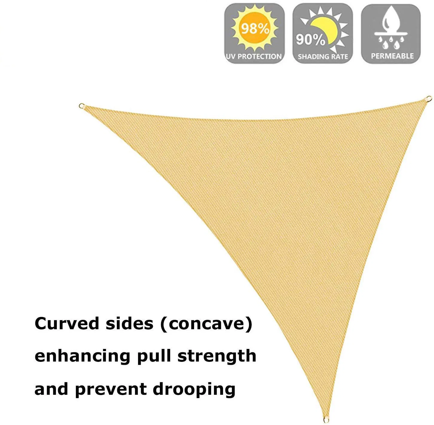 Triangle Sun Shade Sail for Patio UV Block for Outdoor Facility and Activities Esg12952
