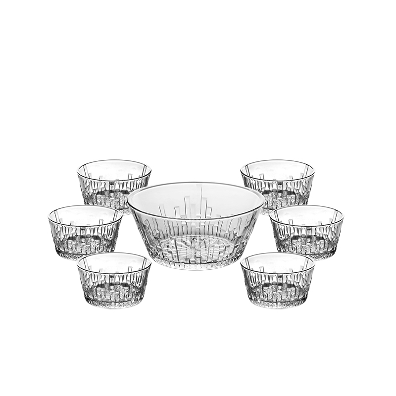New Arrival 7PCS Glass Salad Bowl Set Big Fruit Bowl with Small Ice Cream Bowl for Home Life Bowl Set