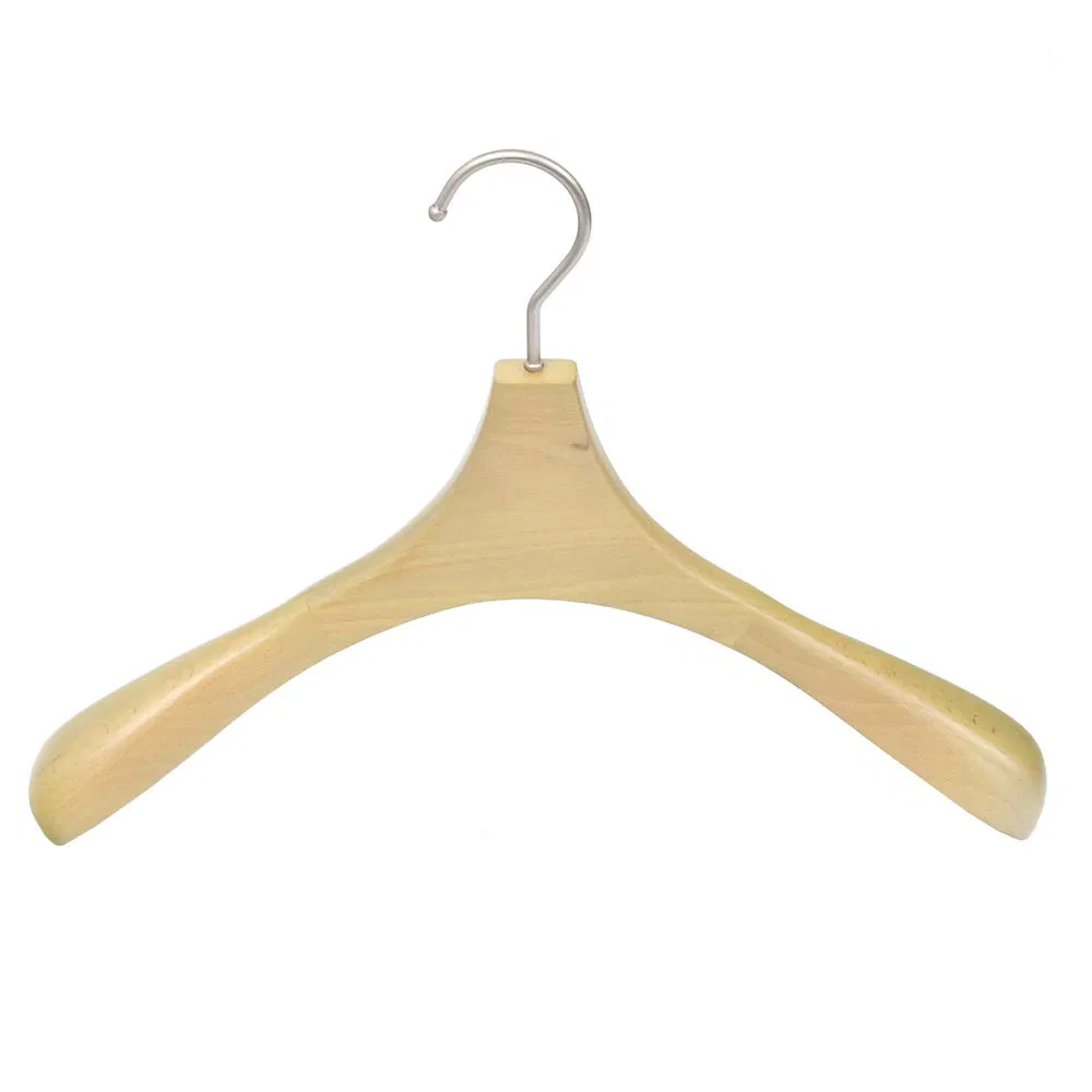 Luxurious Top Natural Wooden Clothes Hangers with Wide Shoulder and Customized Logo for Clothing Store/Garment Display/Hotel/Dorm/Home Use Suit/Coat/Dresses