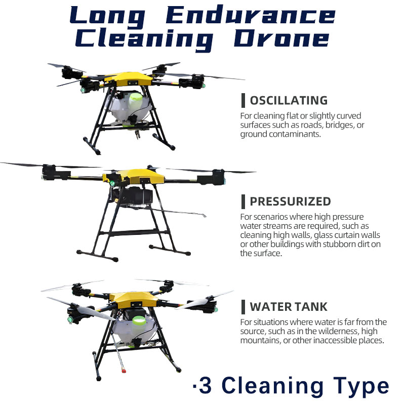 30L Capacity High Pressure Water Gun Cleaning Drone with Water Tank Equipped - for Building Wall Facade Roof Window, Turbine Blade & Solar Panel Washing