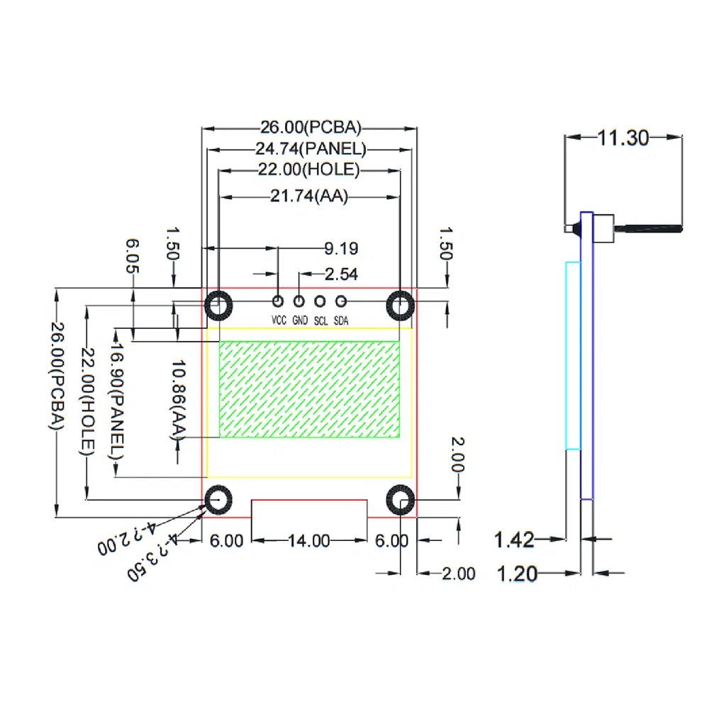 0.96 Inch 128*64 White Pm OLED Iic I2c Interface Narrow Bezel 4 Pin LCD Display